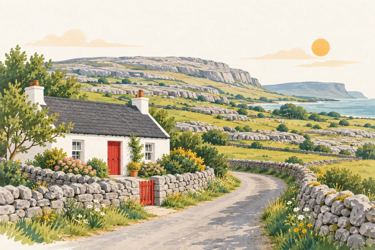 Illustration of a landscape in County Clare