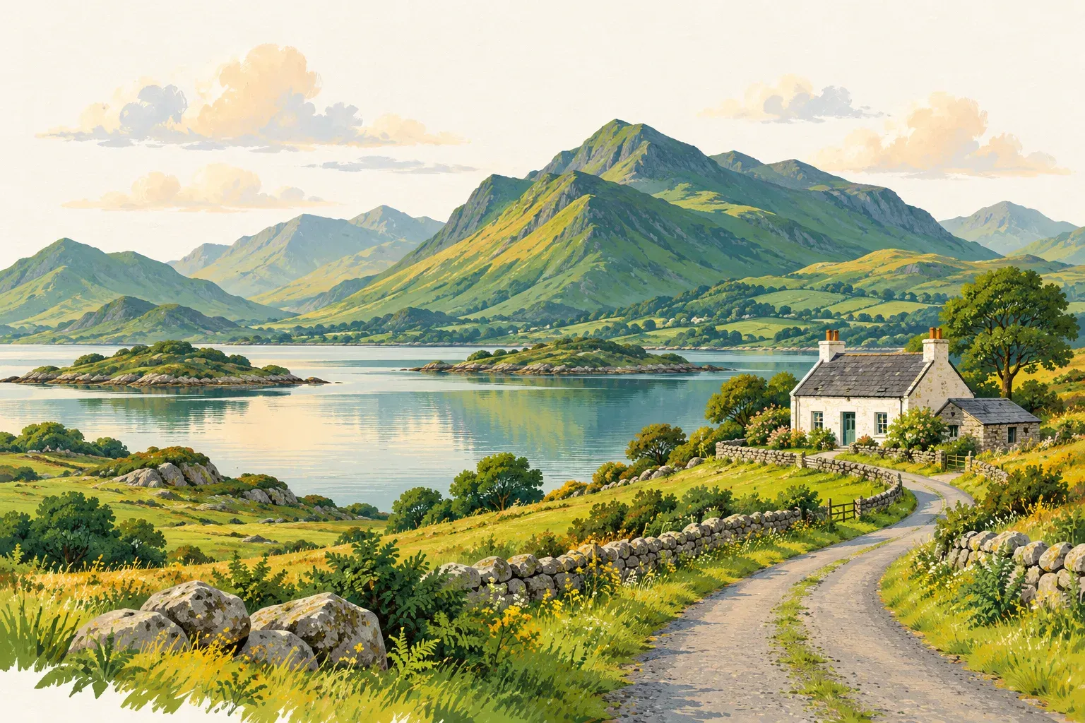 Illustration of a landscape in County Kerry
