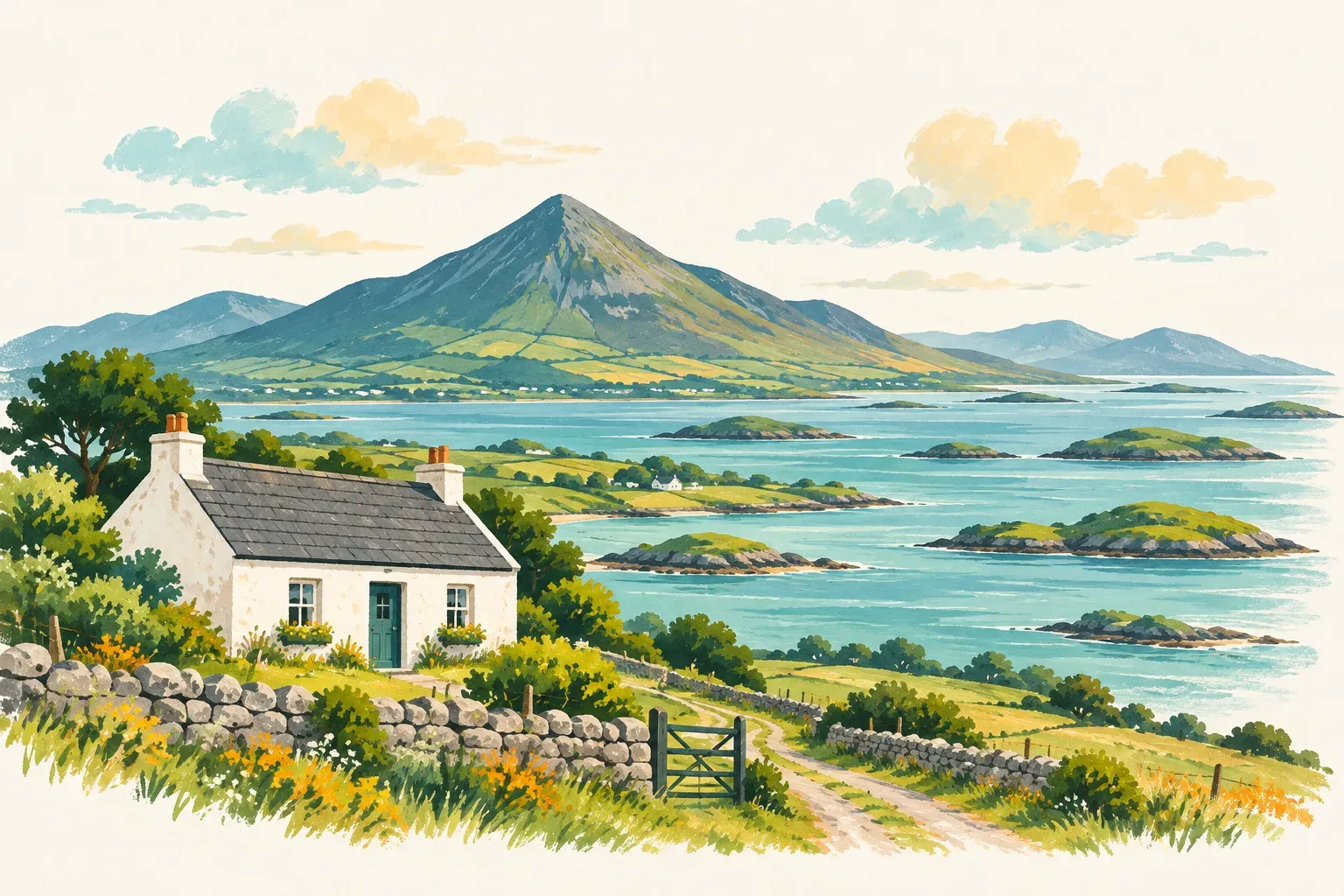 Illustration of a landscape in County Mayo